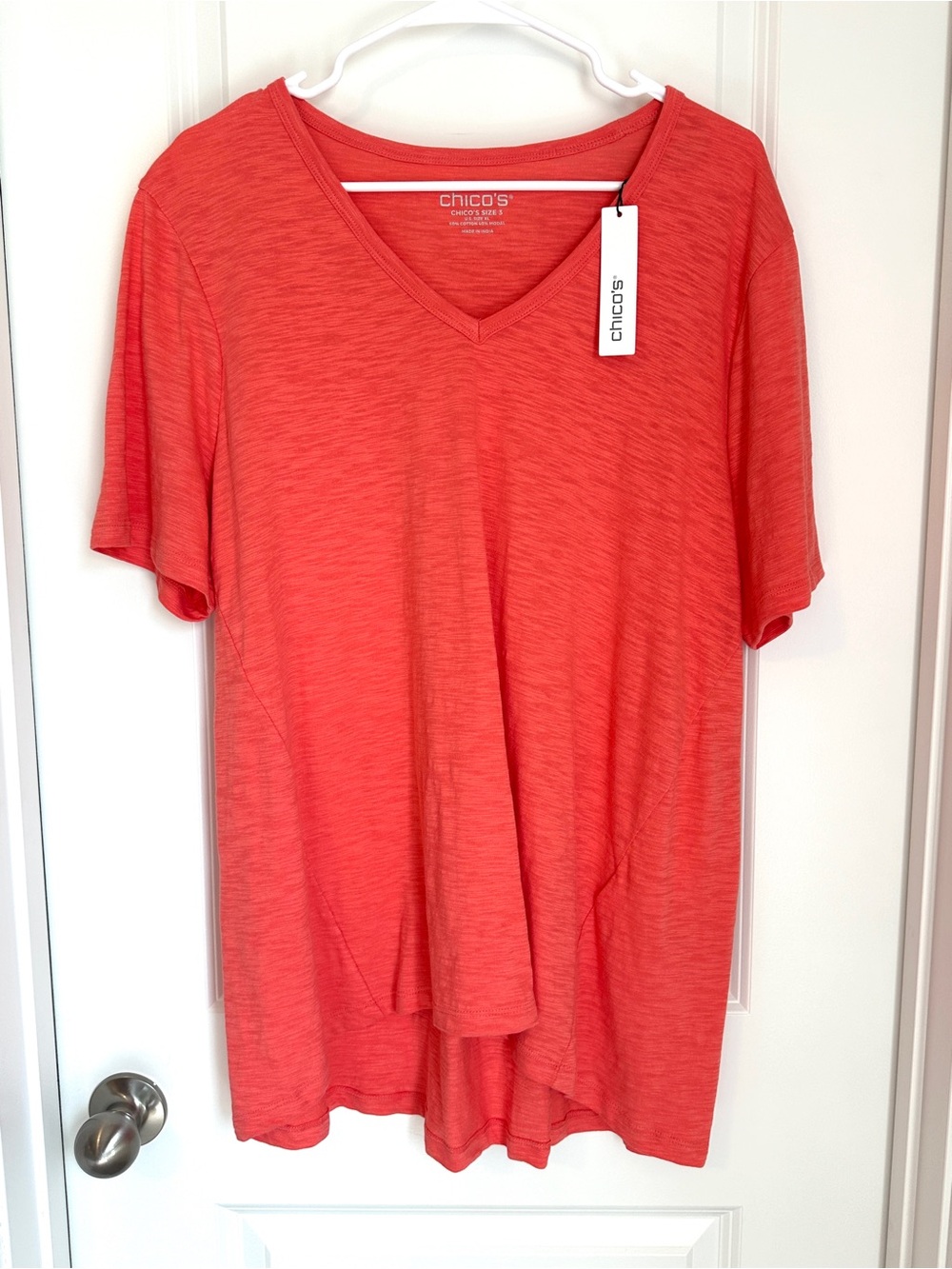 Chico's V-Neck Short Sleeve High-Low T-Shirt Top XLarge